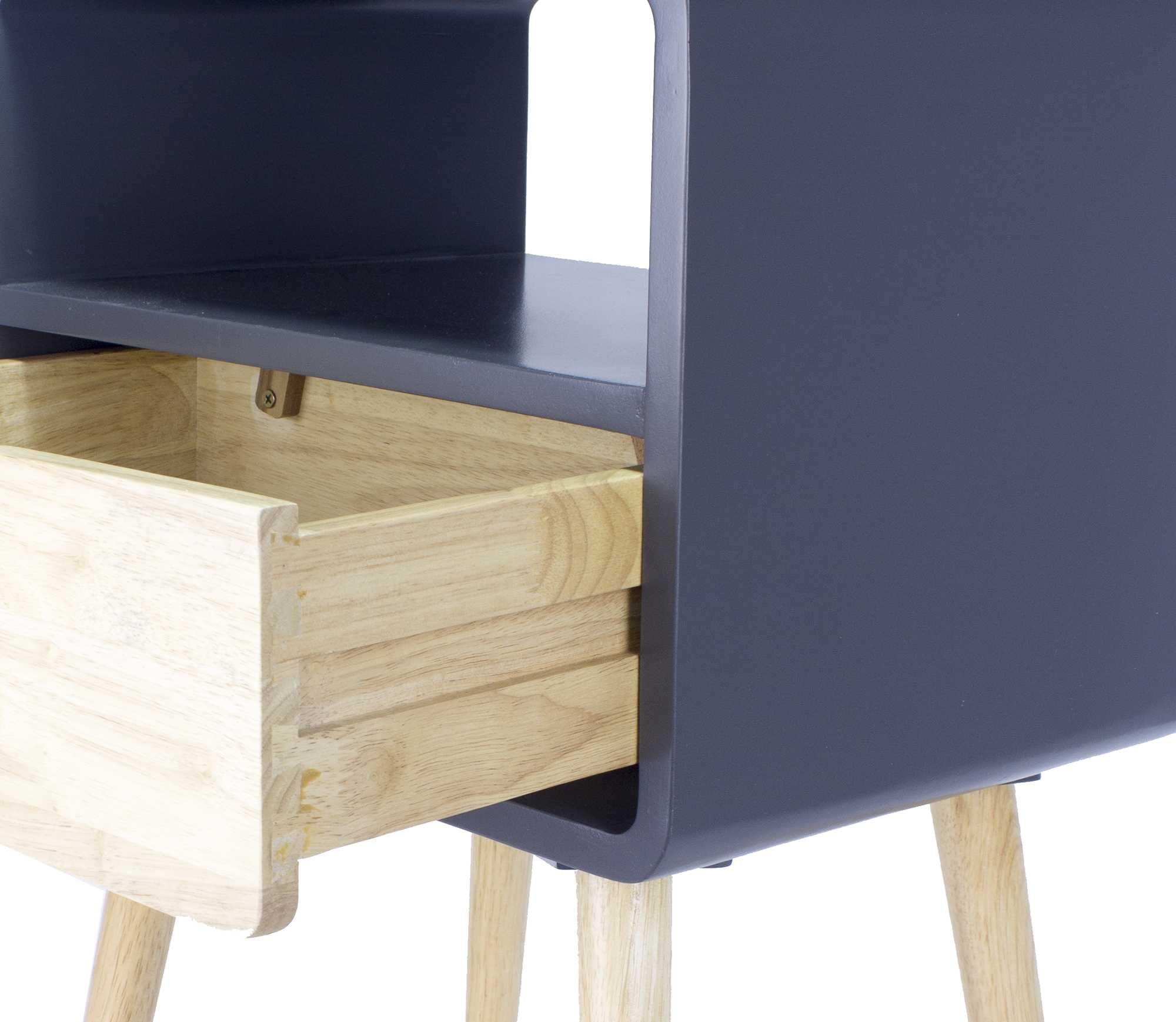 16" X 12" X 26" Graphite MDF  Wood End Table with  Drawer and  Shelf