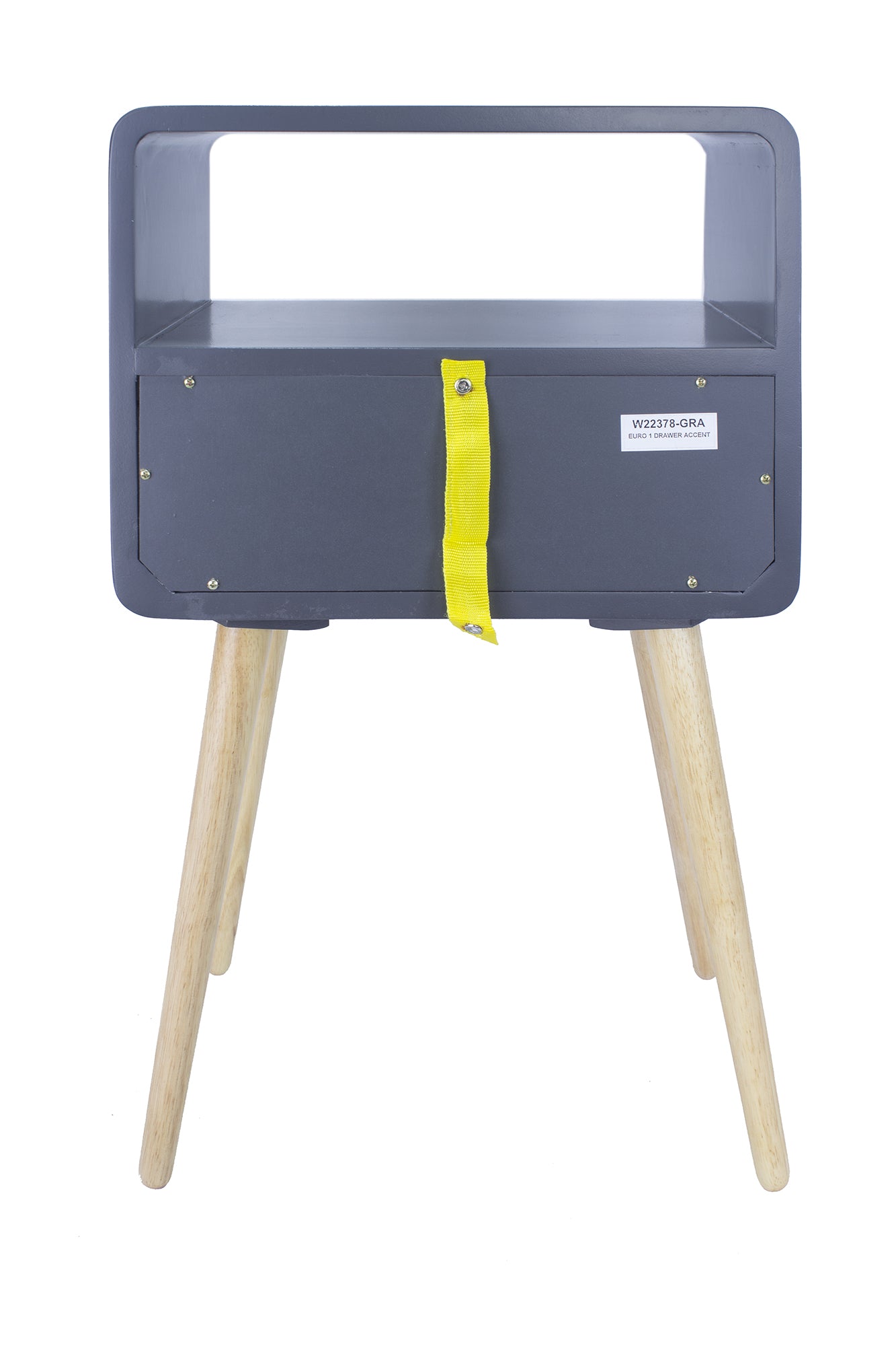 16" X 12" X 26" Graphite MDF  Wood End Table with  Drawer and  Shelf