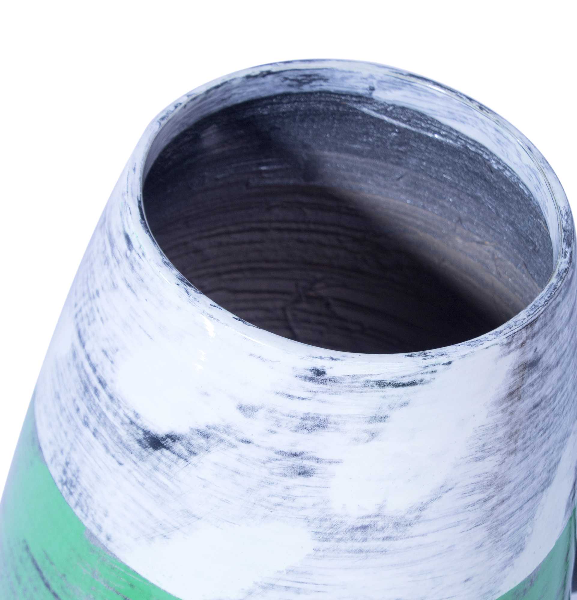 12" X 12" X 27" White, Green, Silver Bamboo Spun Bamboo Floor Vase