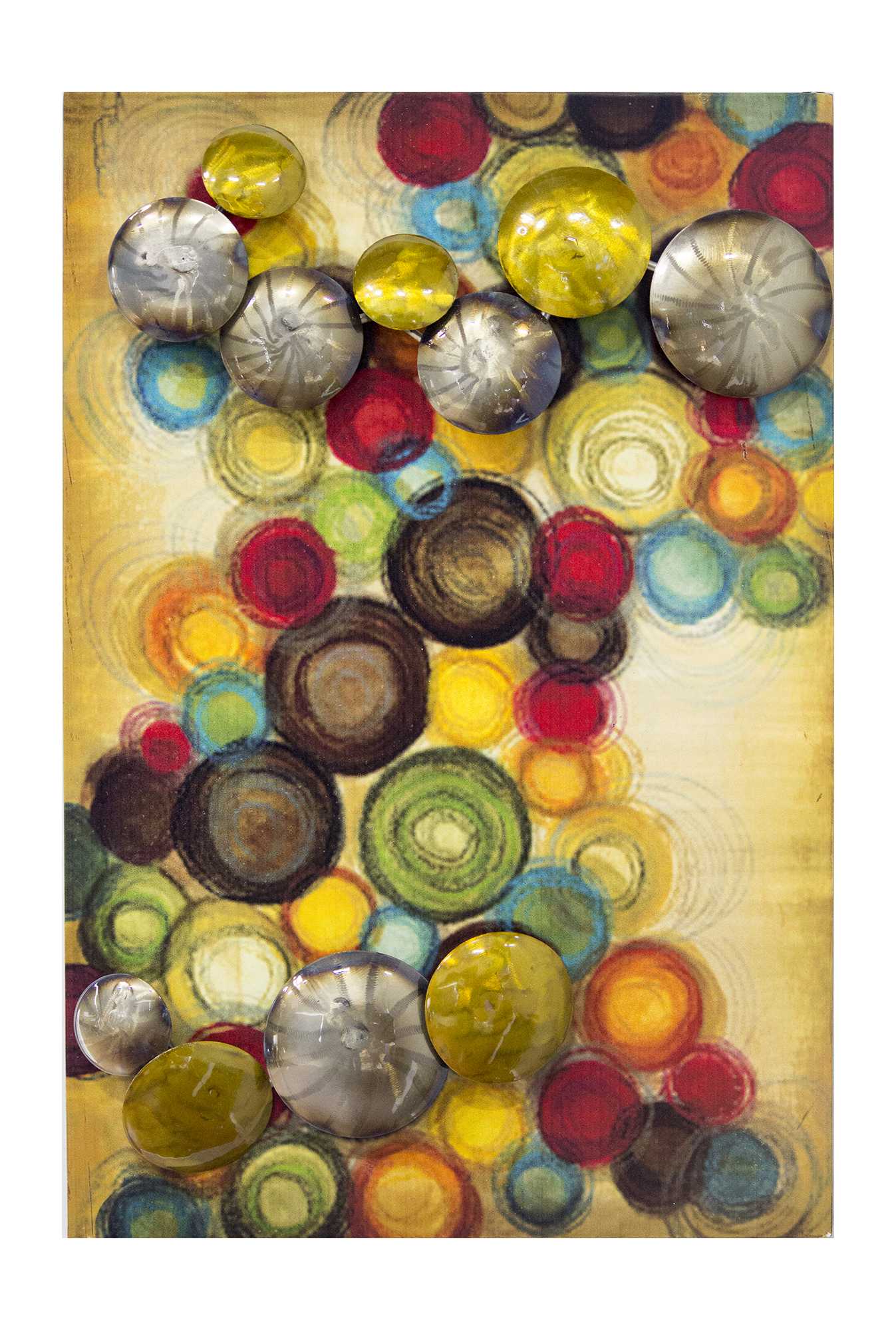 26" X 4" X 18" Metallic Multi Color Metal Small Vertical Wall Panel With D Metal Circles