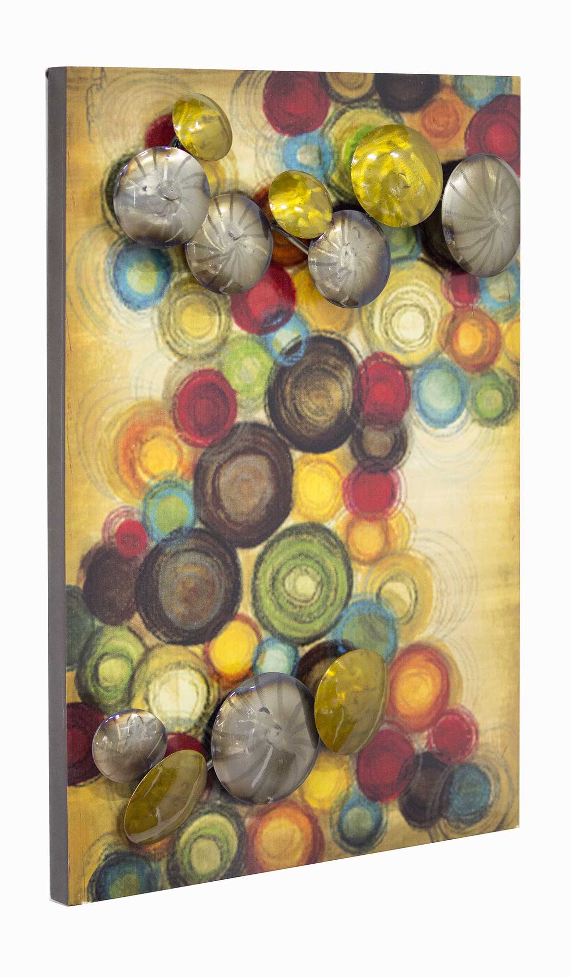 26" X 4" X 18" Metallic Multi Color Metal Small Vertical Wall Panel With D Metal Circles