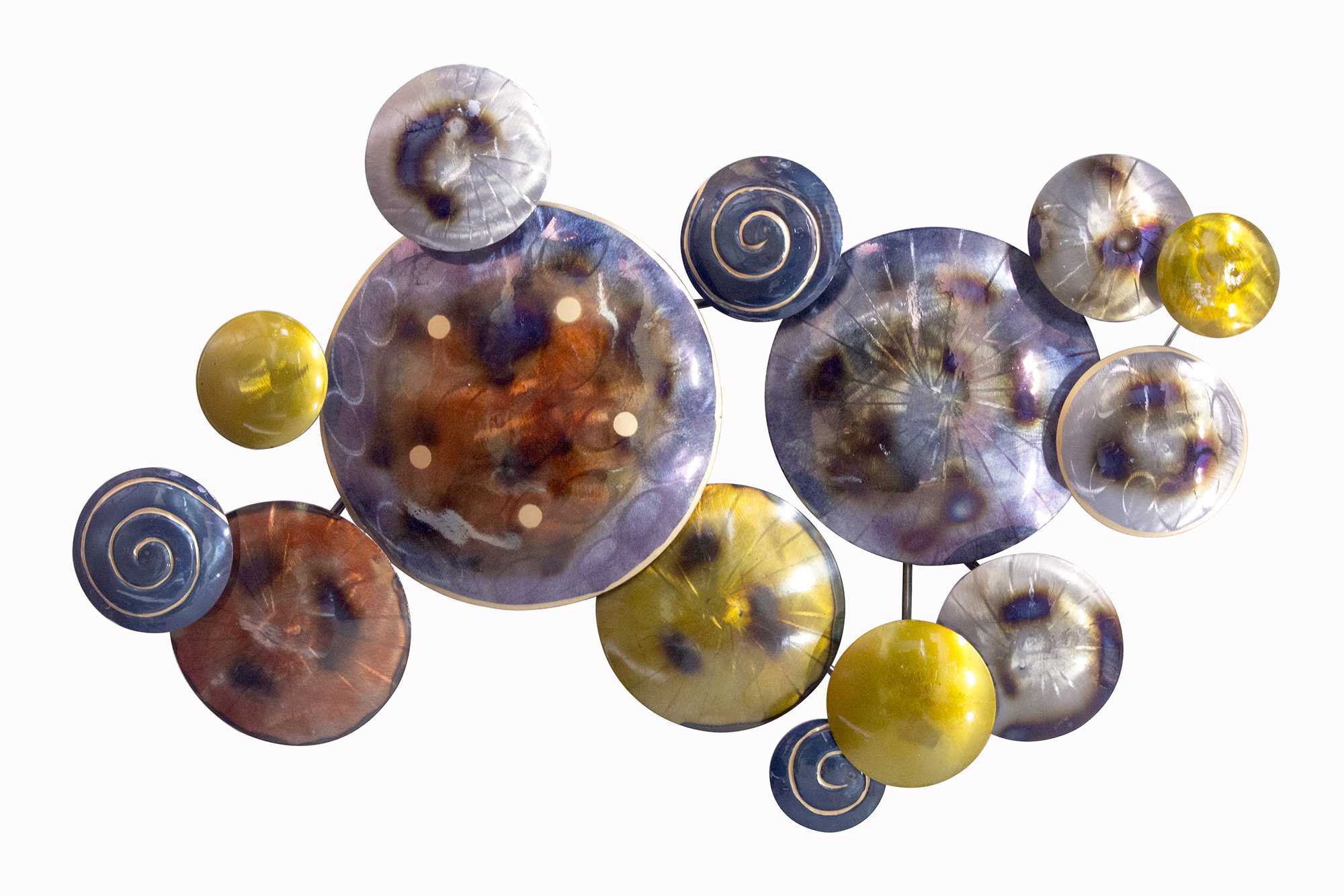 41" X 6" X 26" Metallic Multi Color Metal Floating Circles Wall Décor