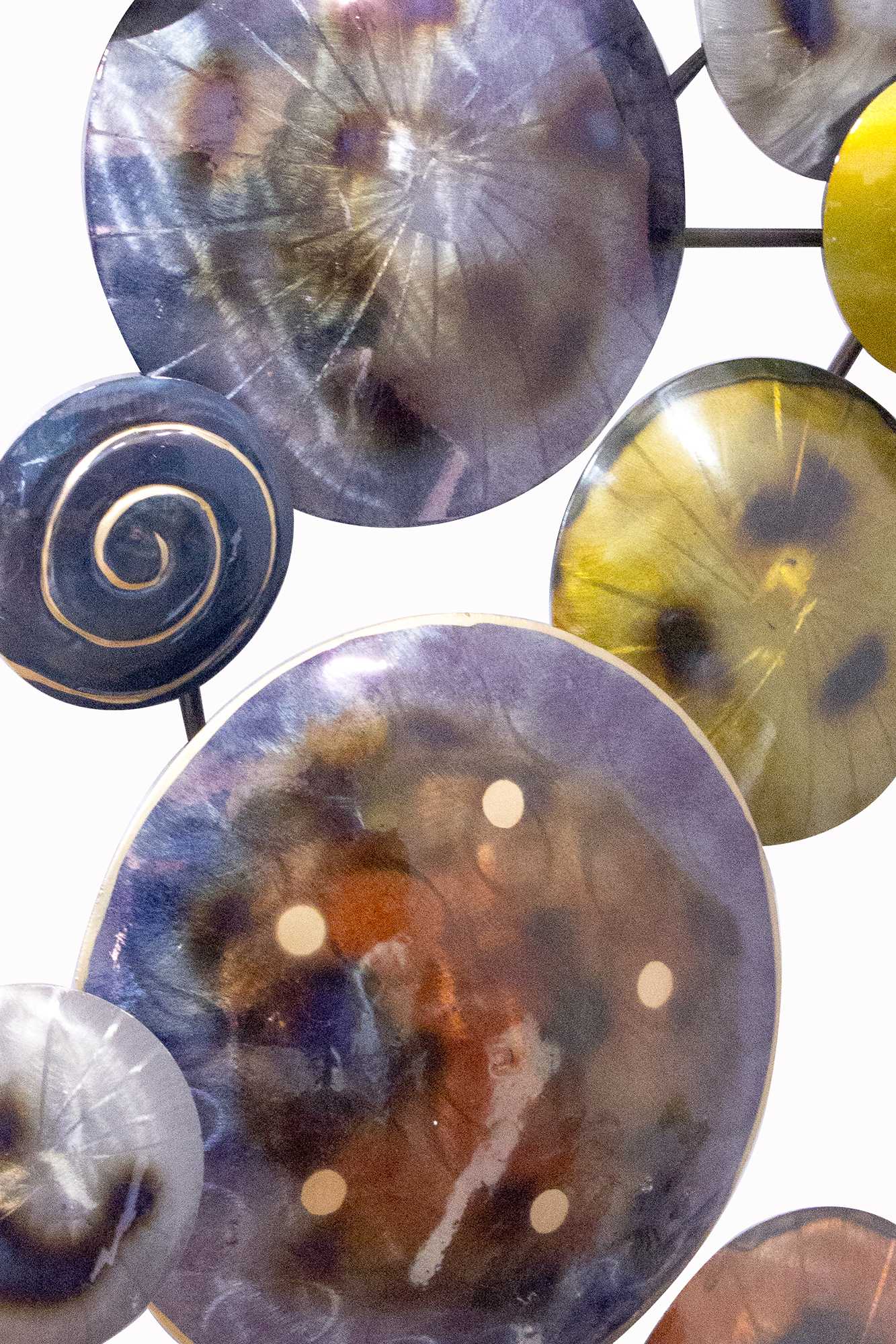 41" X 6" X 26" Metallic Multi Color Metal Floating Circles Wall Décor