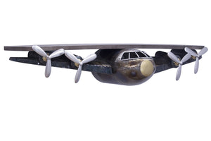 46" X 11" X 16" Metallic Multi Color Metal Aeronautic Accent Shelf  Metallic Multi Color