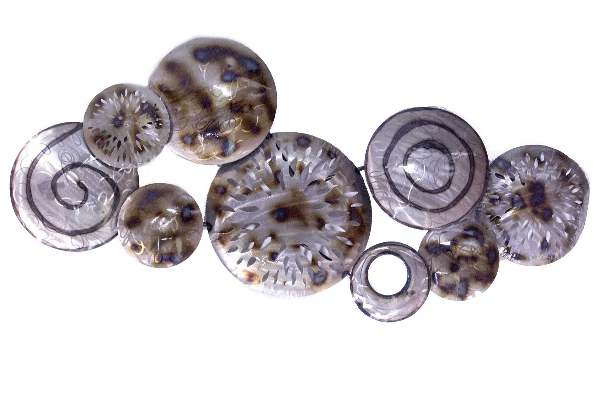 59" X 6" X 28" Metallic Multi Color Metal Clustred Metal Circles Wall Décor