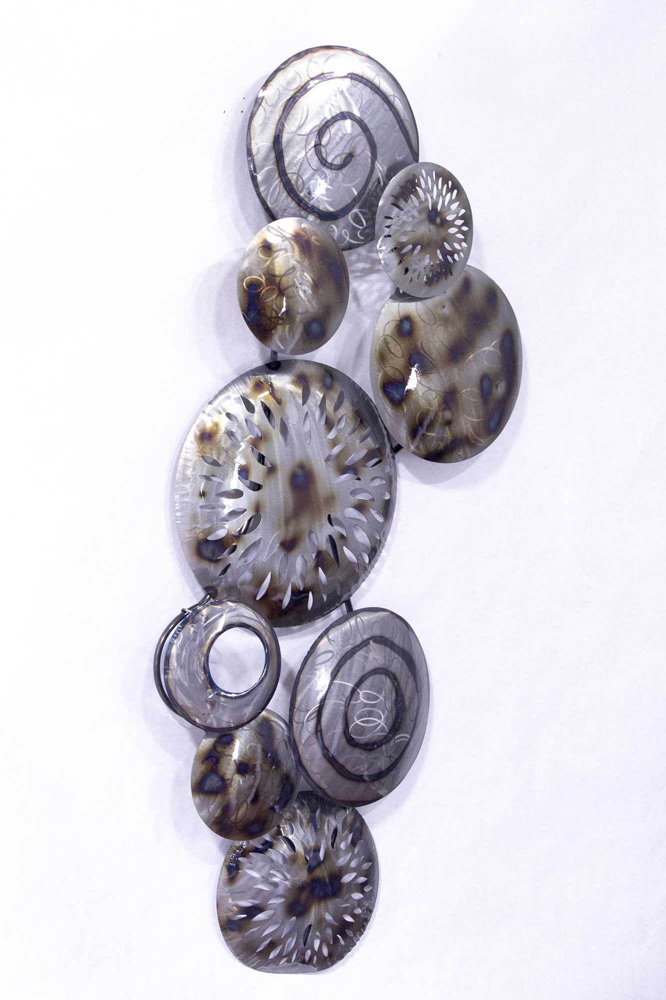 59" X 6" X 28" Metallic Multi Color Metal Clustred Metal Circles Wall Décor