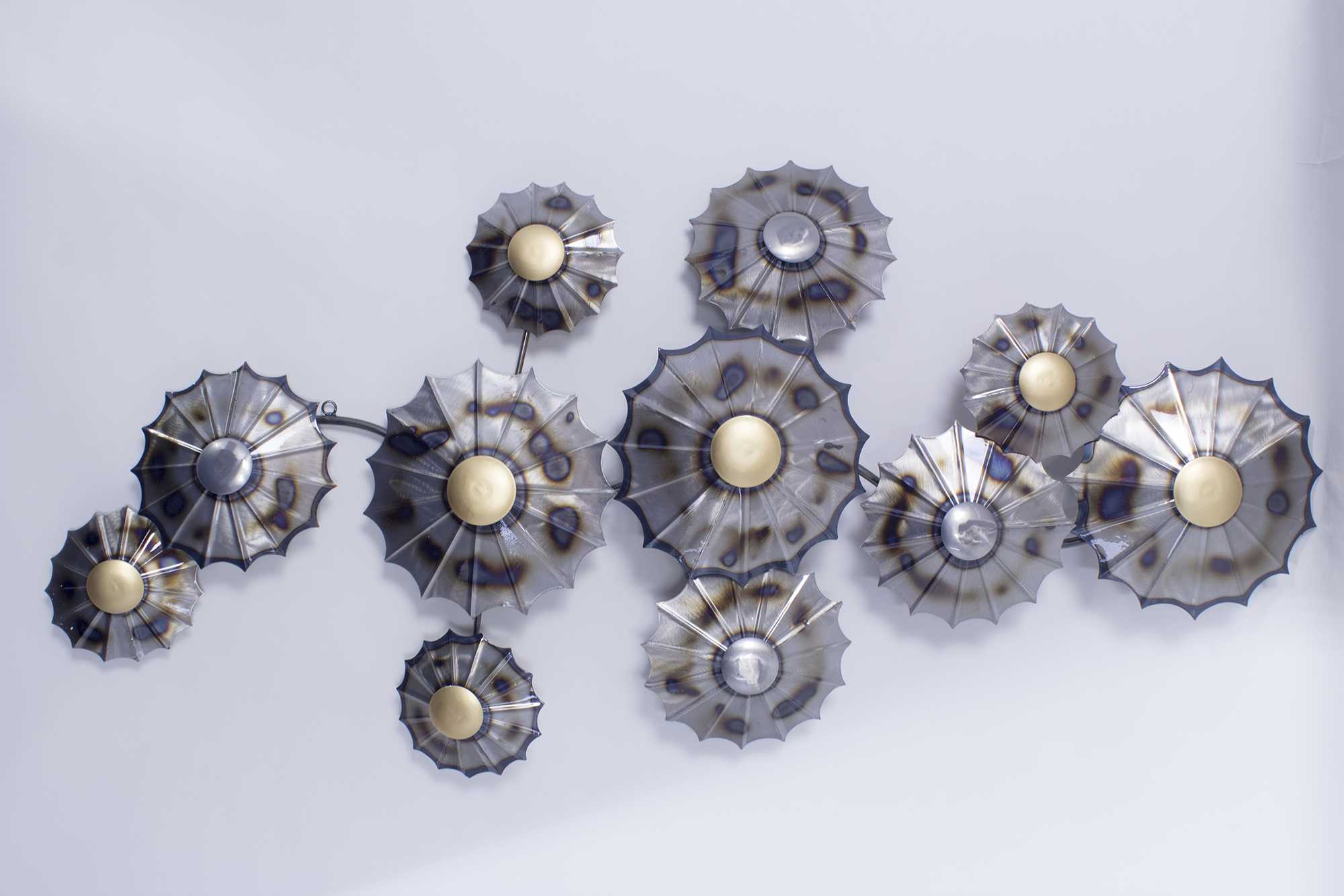 57" X 6" X 31" Metallic Multi Color Metal Clustred Metal Circles Wall Décor