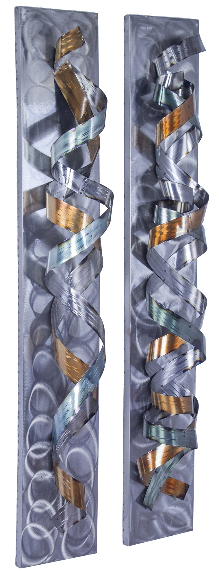 10.5" X 10" X 49" Metallic Multi Color Metal Vertical Metal Swirl Wall Panel Set