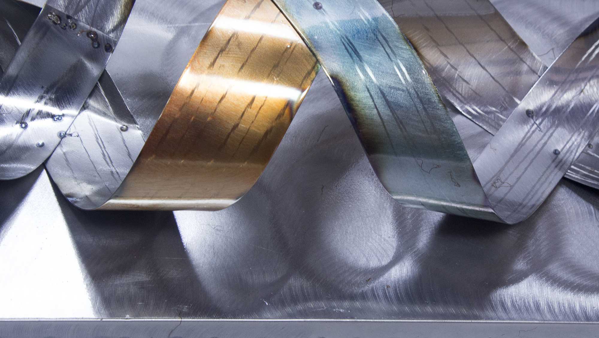 10.5" X 10" X 49" Metallic Multi Color Metal Vertical Metal Swirl Wall Panel Set