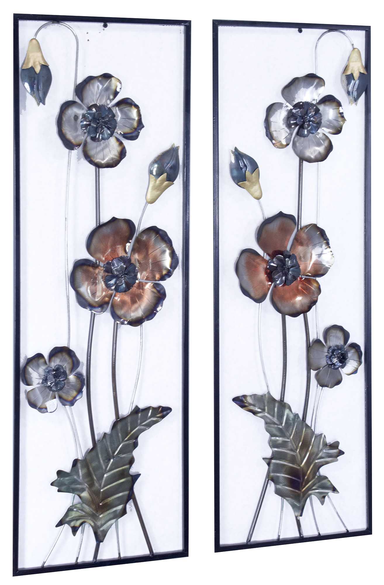 Metallic Multi-Color Abstract Primose Vertical Wall Art Set
