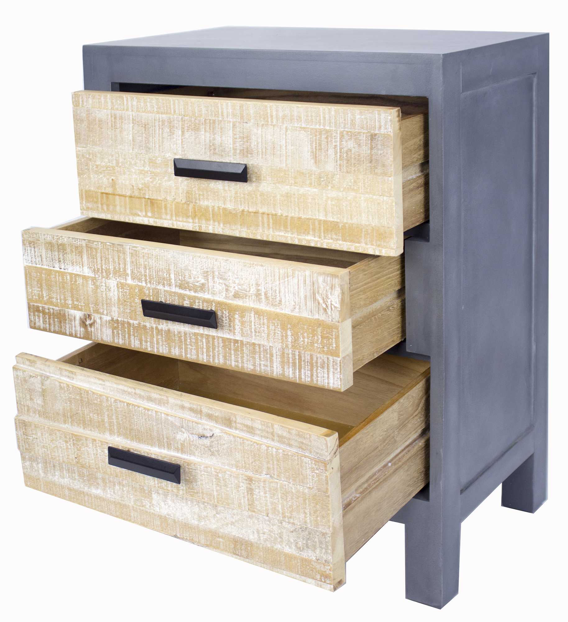 26" X 20" X 33" Gray W  Distressed Wood MDF  Wood  Iron Accent Cabinet with  Drawers