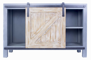 47" X 20" X 33" Gray W  Distressed Wood MDF  Wood  Iron Gray Sideboard with a Door and  Shelves