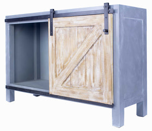 47" X 20" X 33" Gray W  Distressed Wood MDF  Wood  Iron Gray Sideboard with a Door and  Shelves