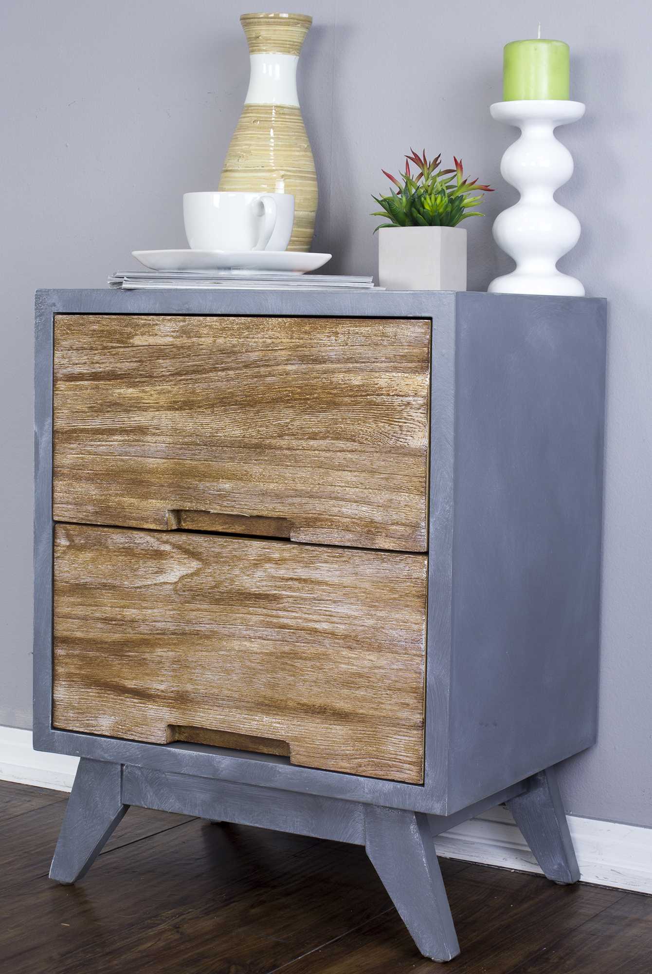 20" X 25" X 31" Gray W  Distressed Wood MDF  Wood Accent Cabinet with  Drawers