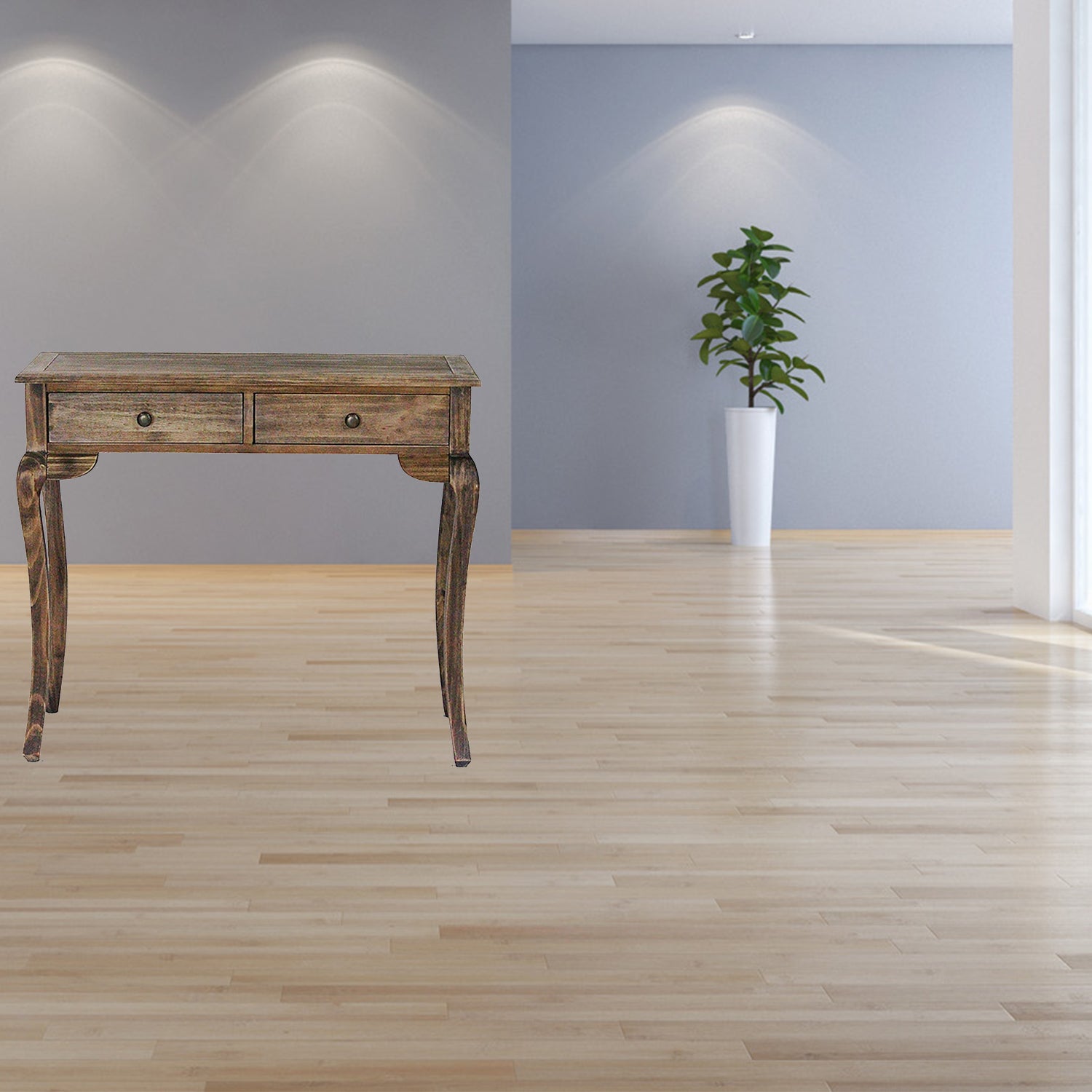 37.8" X 18.25" X 15" Rustic Wood Wood Pine Console Table with Drawers