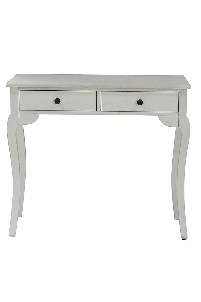 37.8" X 18.25" X 15" White Wood Pine Console Table with Drawers