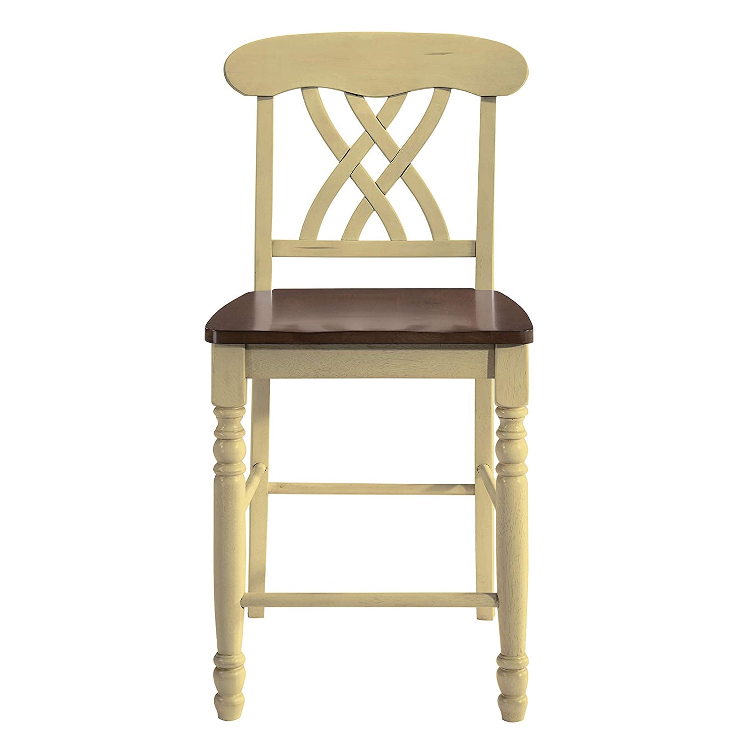 22" X 19.5" X 41.5" 2pc Buttermilk And Oak Counter Height Chair