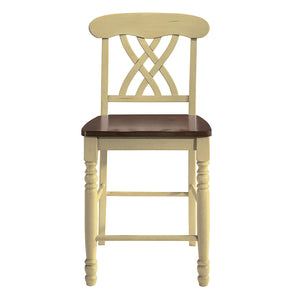 22" X 19.5" X 41.5" 2pc Buttermilk And Oak Counter Height Chair