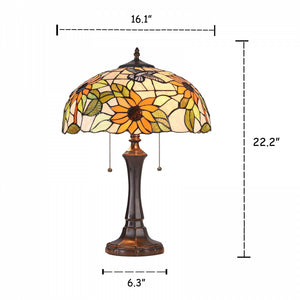 Tiffany-style White Flower Table Lamp