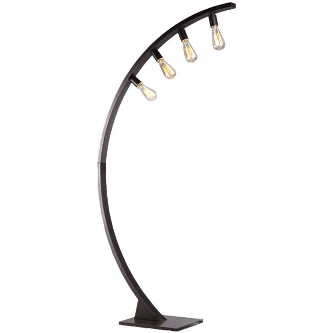 Robelim Antique Black Arch Floor Lamp with Edison Bulbs