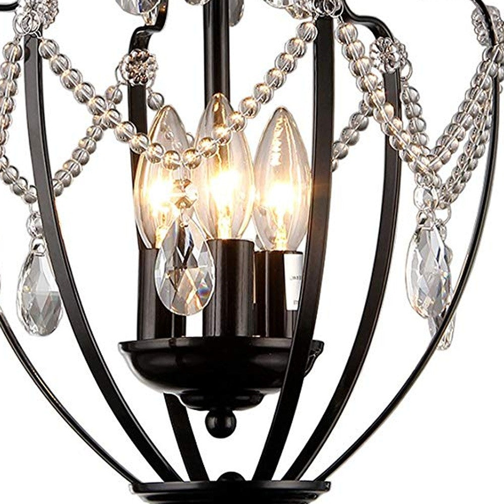 Kennedy 3-light Black-finish 11-inch Crystal Chandelier