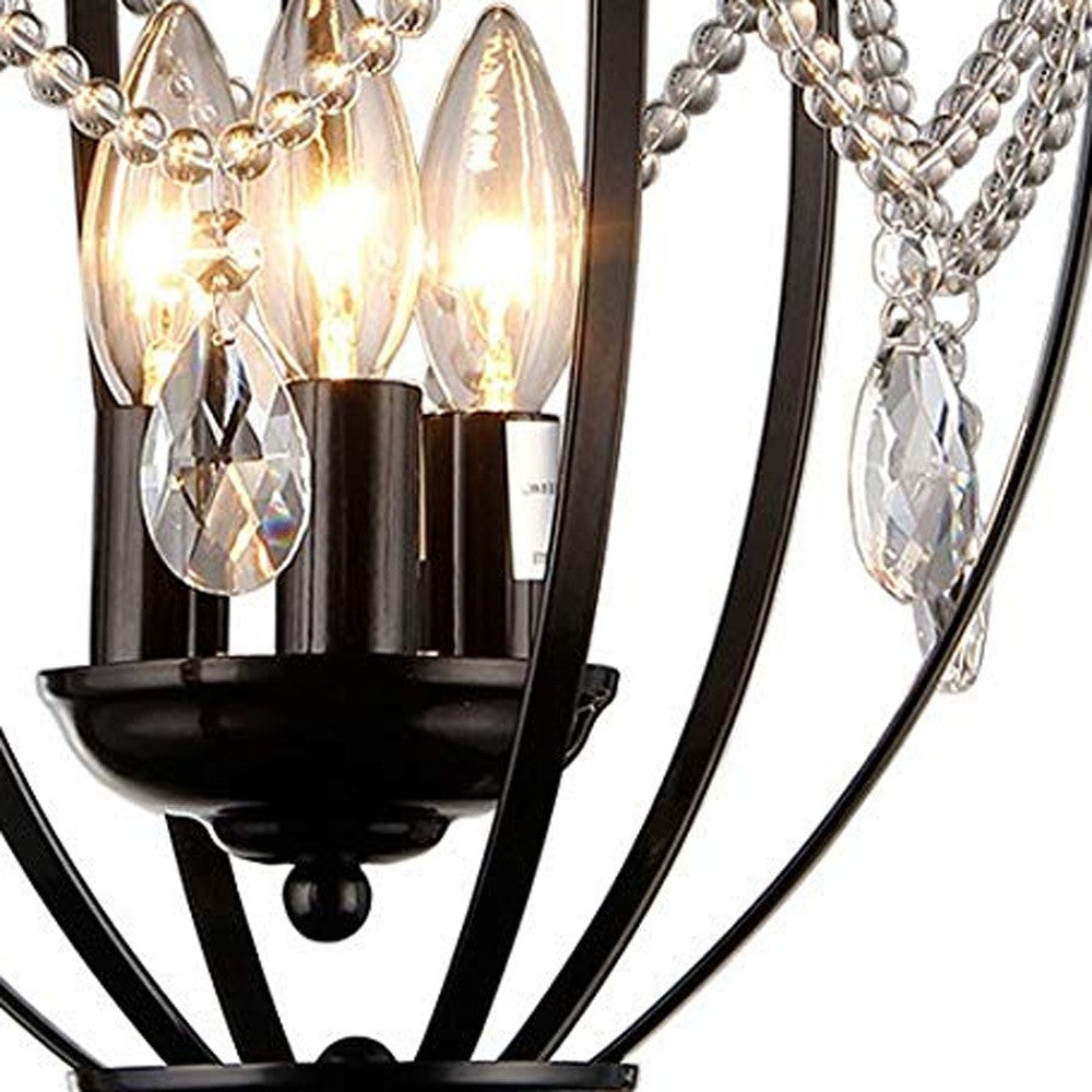 Kennedy 3-light Black-finish 11-inch Crystal Chandelier