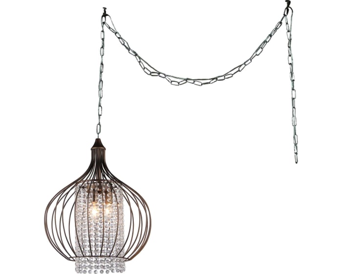 Fannie 3-light Crystal 15-inch Bronze Swag Lamp