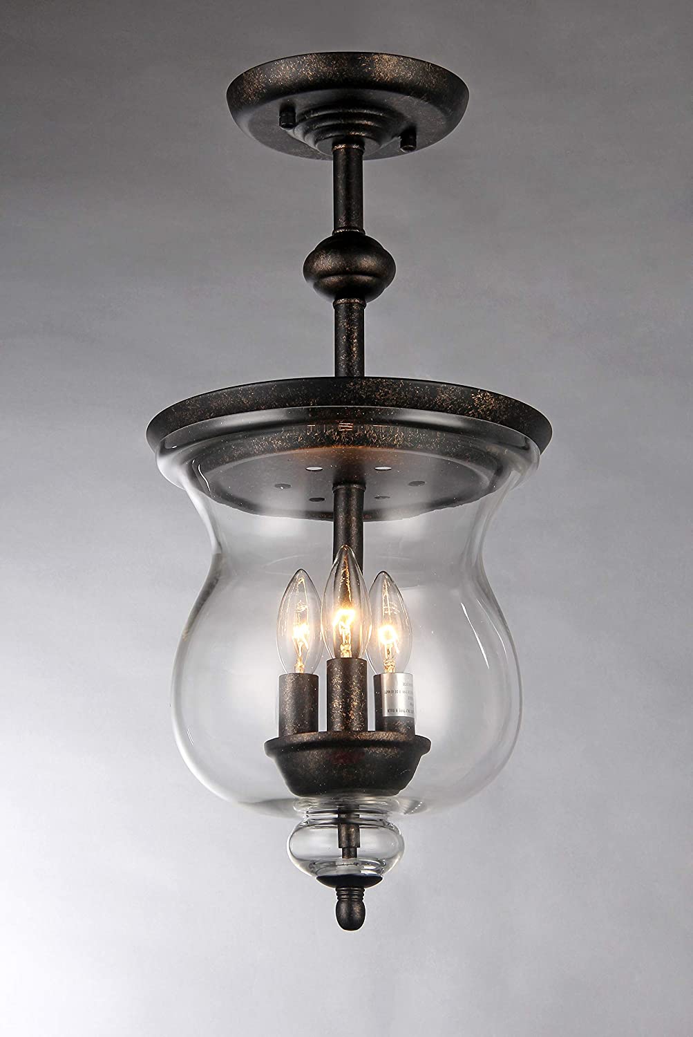 Madigan 3-light Clear Glass 10-inch Antique Pendant Lamp