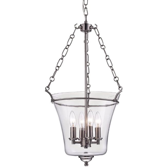 Reagan Nickel and Glass Jar-Shaped Pendant Light Fixture (15 in.)