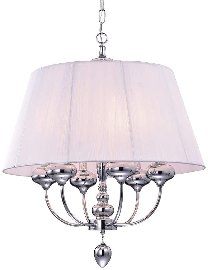 Zonia Chrome and Pink 23-inch Round Pendant LIght