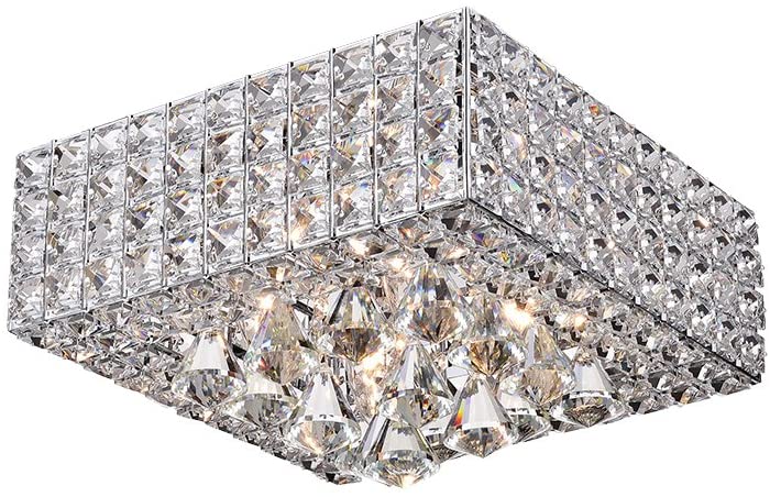 Sullin Chrome Crystal Square Ceiling Lamp
