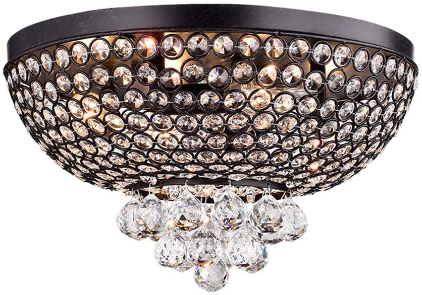 Drimil Antique Bronze Crystal Ceiling Lamp
