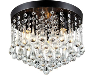 Gisela 3-light Crystal 12-inch Black-finish Flush Mount