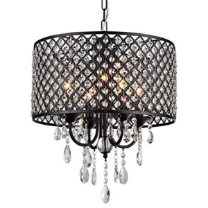 Monet 4-lights Black-finished 17-inch Crystal Round Chandelier