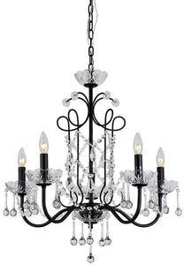 Donna 5-light Crystal 22-inch Black Finish Chandelier