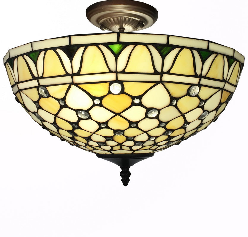 Alvira 2-light Tiffany-style Off-white 16-inch Ceiling Lamp