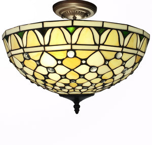 Alvira 2-light Tiffany-style Off-white 16-inch Ceiling Lamp