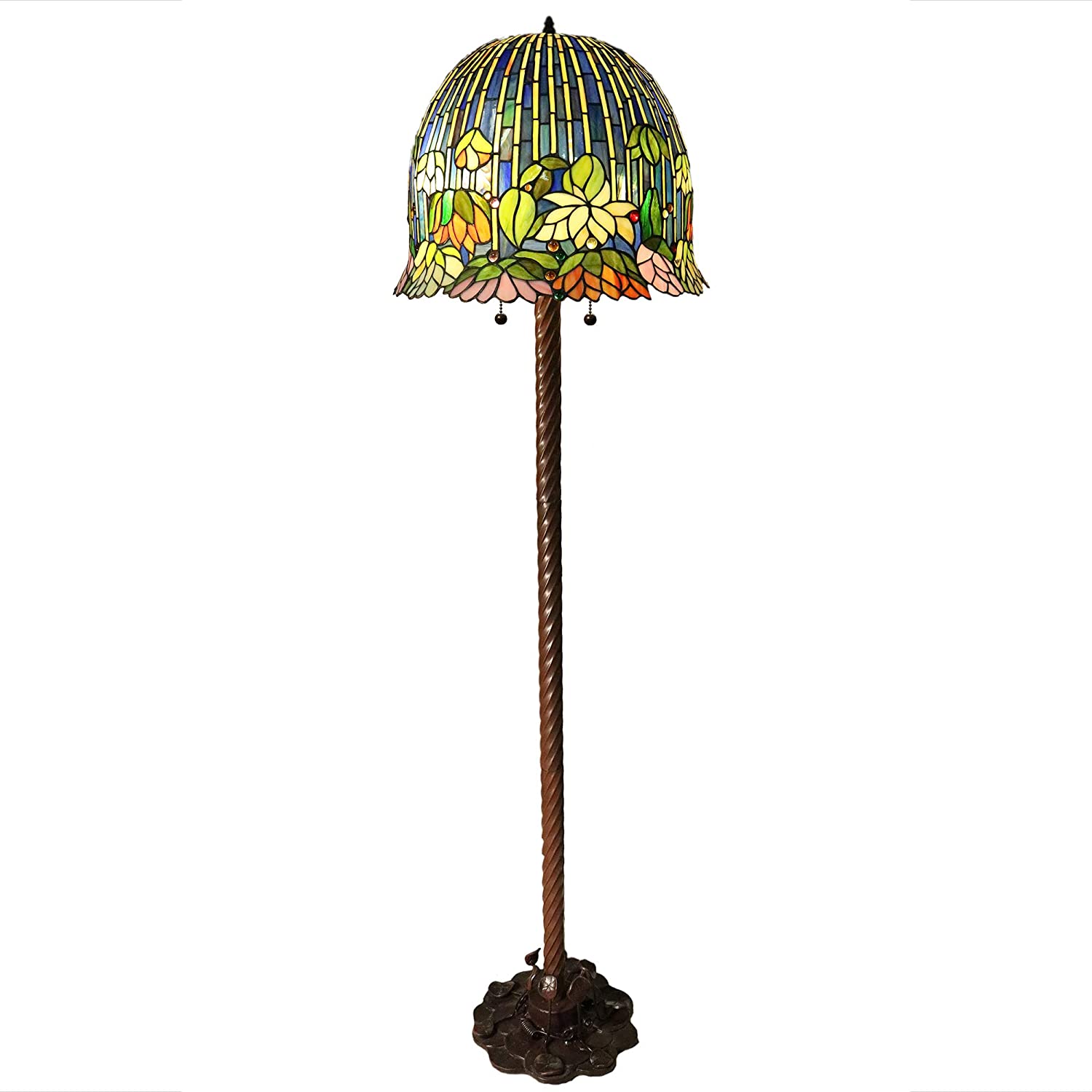 Nicha 2-light Water lily 62-inch Multicolor Tiffany-style Floor Lamp