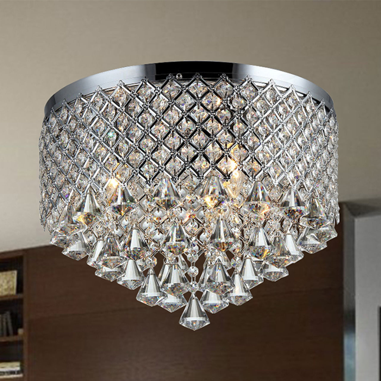 Trey 3-light Chrome 16-inch Crystal Flush Mount