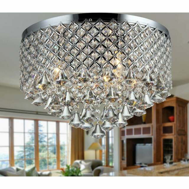 Trey 3-light Chrome 16-inch Crystal Flush Mount