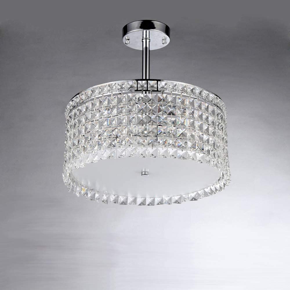 Garcia Chrome and Crystal Round 4-light Chandelier