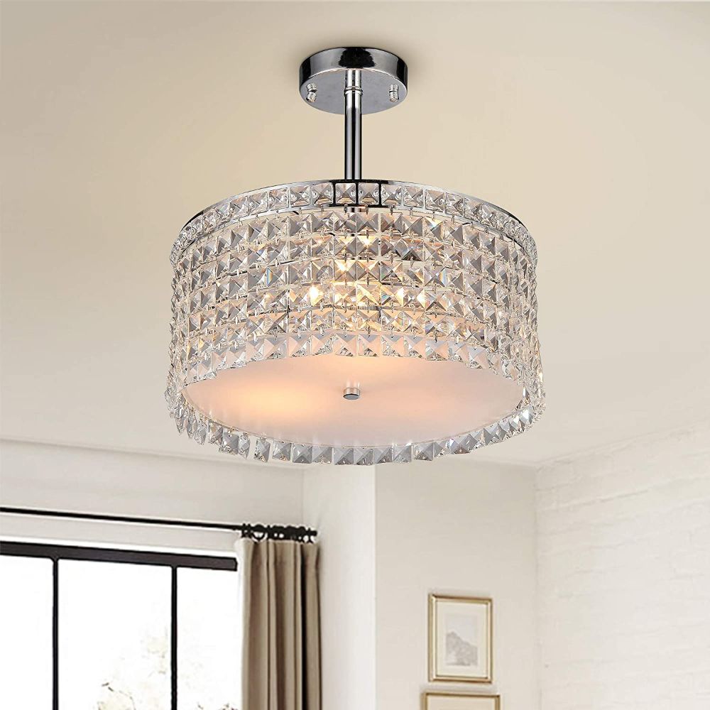 Garcia Chrome and Crystal Round 4-light Chandelier