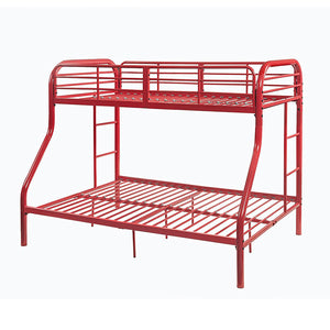 56" X 79" X 55.5" Twin Over Full Red Metal Bunk Bed