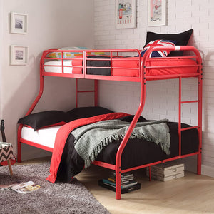 56" X 79" X 55.5" Twin Over Full Red Metal Bunk Bed
