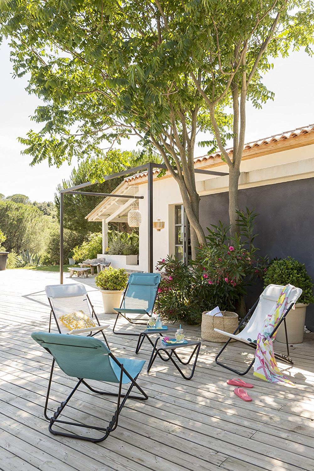 Folding Sling Chair - Set of 2 - Basalt Steel Frame - Seigle Fabric