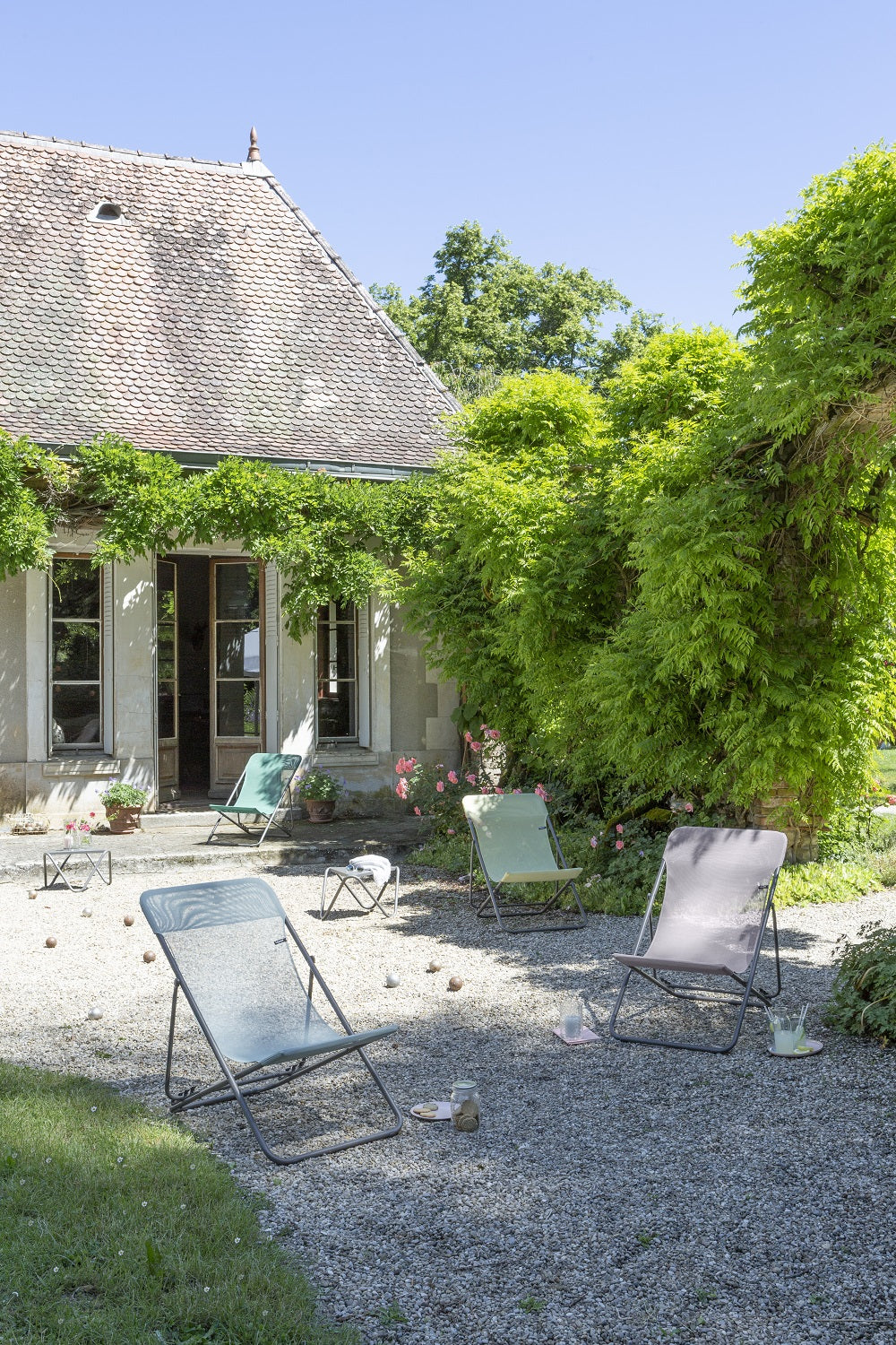 Folding Sling Chair - Set of 2 - Basalt Steel Frame - Lac Fabric