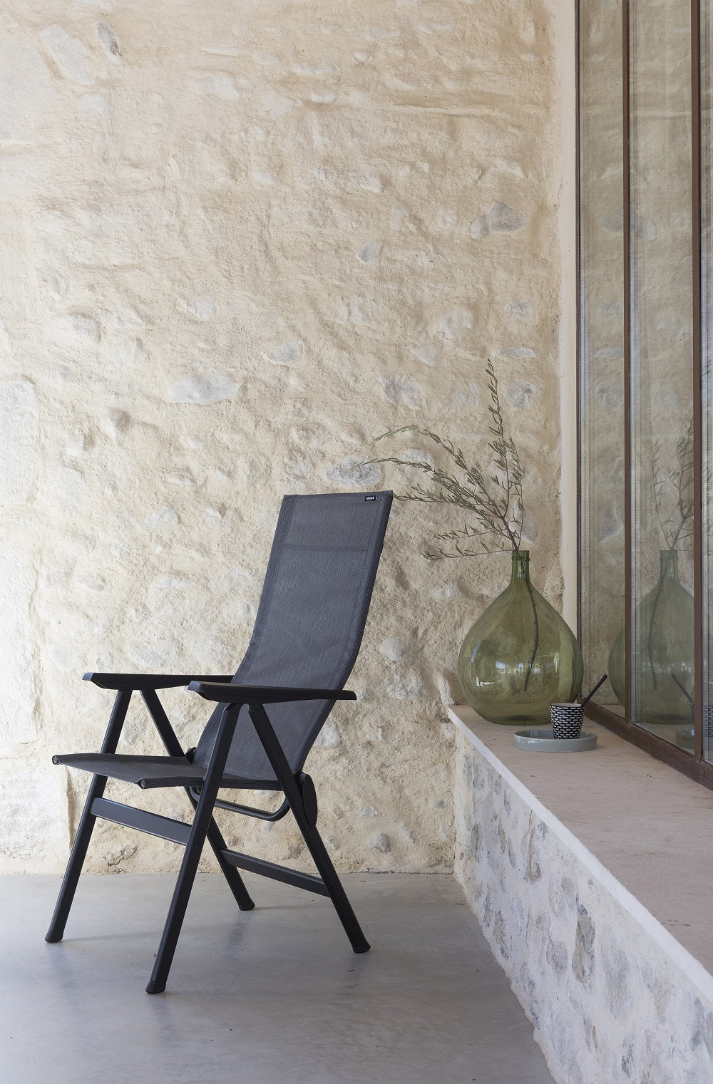 high-back chair - Black Steel Frame - Outremer Duo Fabric