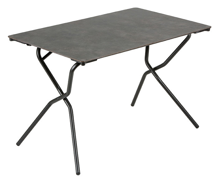 Rectangular Folding Table - 43.3 X 26.8 in - Black Steel Frame - Volcanic Finish Table Top