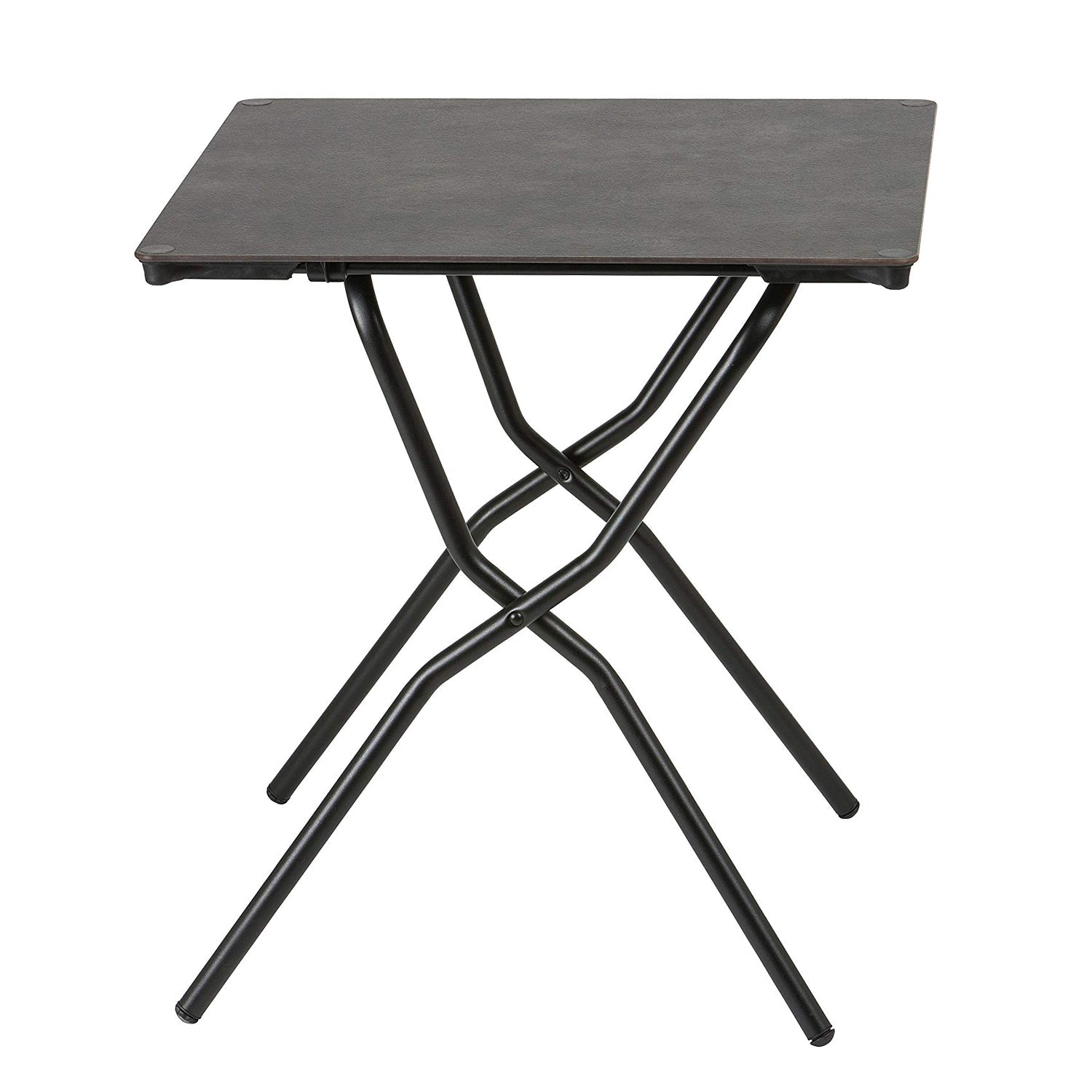 Square Folding Table - 25.2 X 26.8 in - Black Steel Frame - Volcanic Finish Table Top