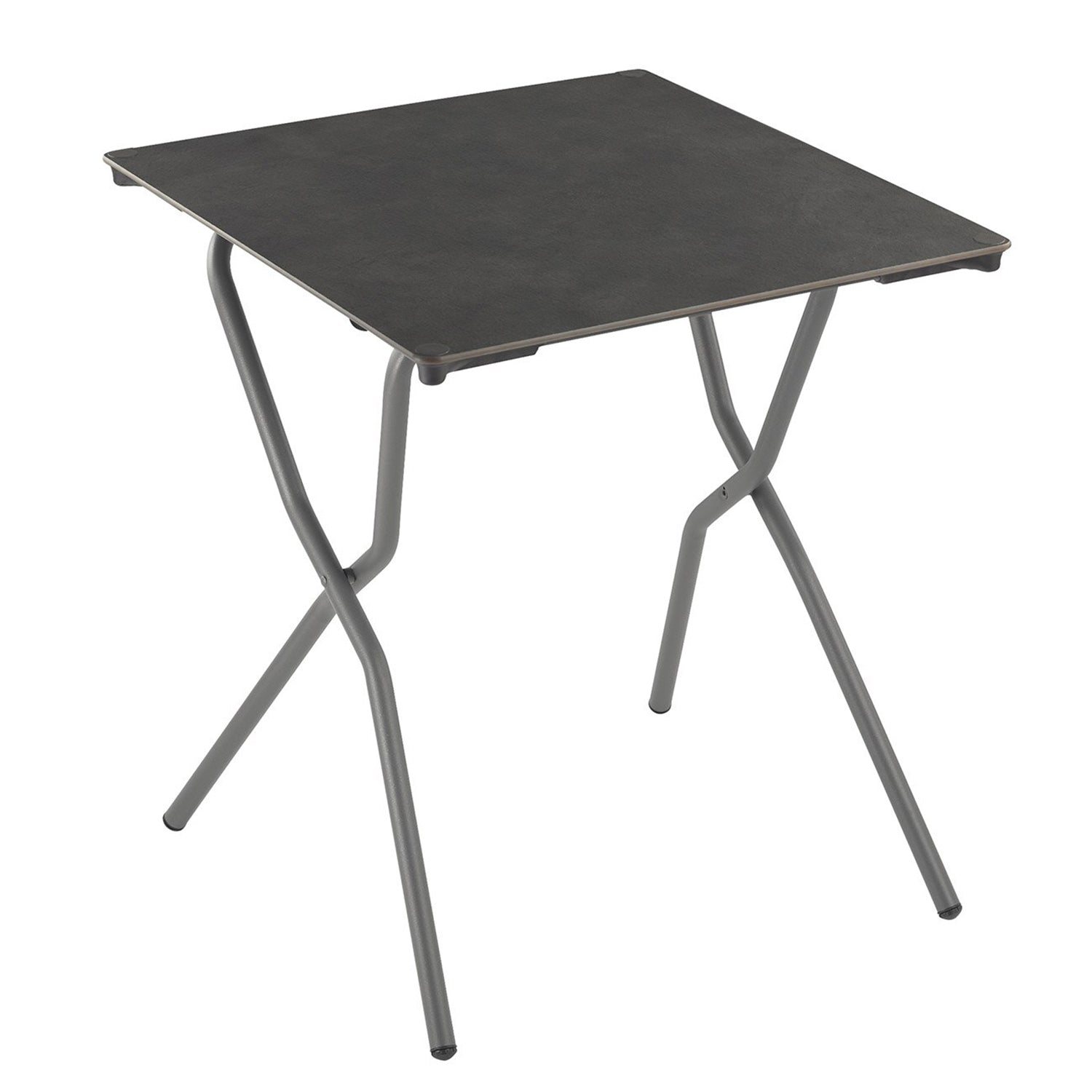 Square Folding Table - 25.2 X 26.8 in - Black Steel Frame - Volcanic Finish Table Top
